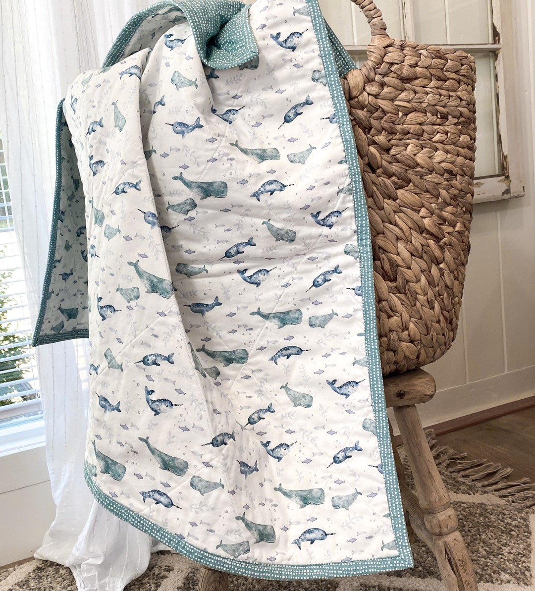 Modern Baby Boy Quilt Baby Quilt Whales Personalized Quilt Etsy Canada