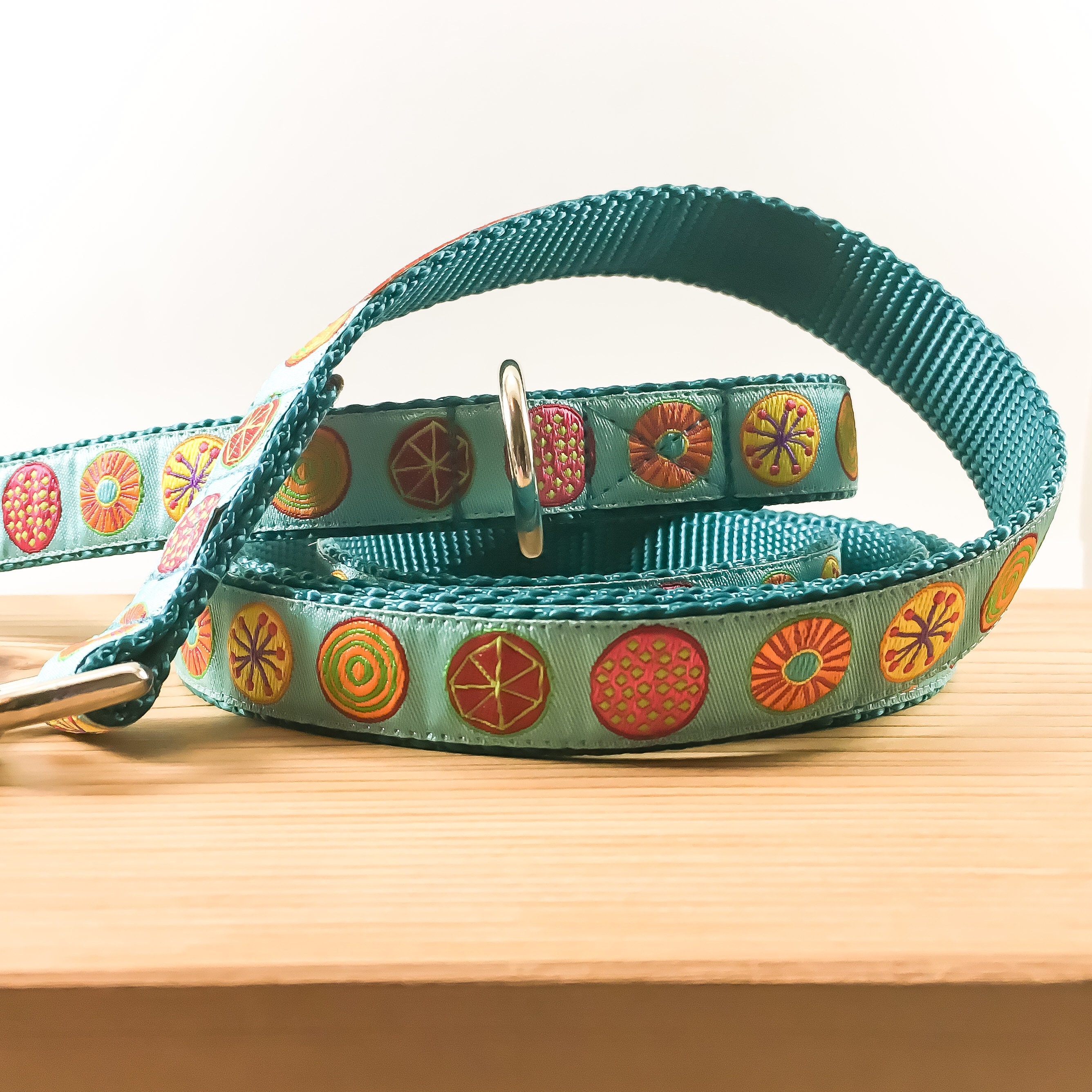 Teal dog leash in 5/8 or 3/4 widths 6 foot dog leash with d Etsy