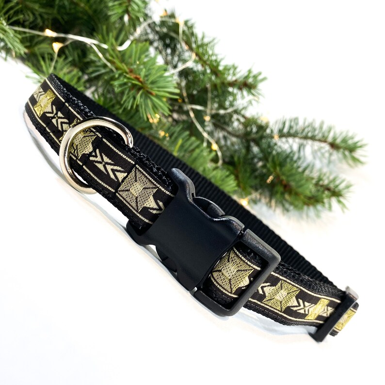 gift ideas for dogs winter collar for large dogs Dog collar tribal metallic gold and black geometric boy or girl dog collar