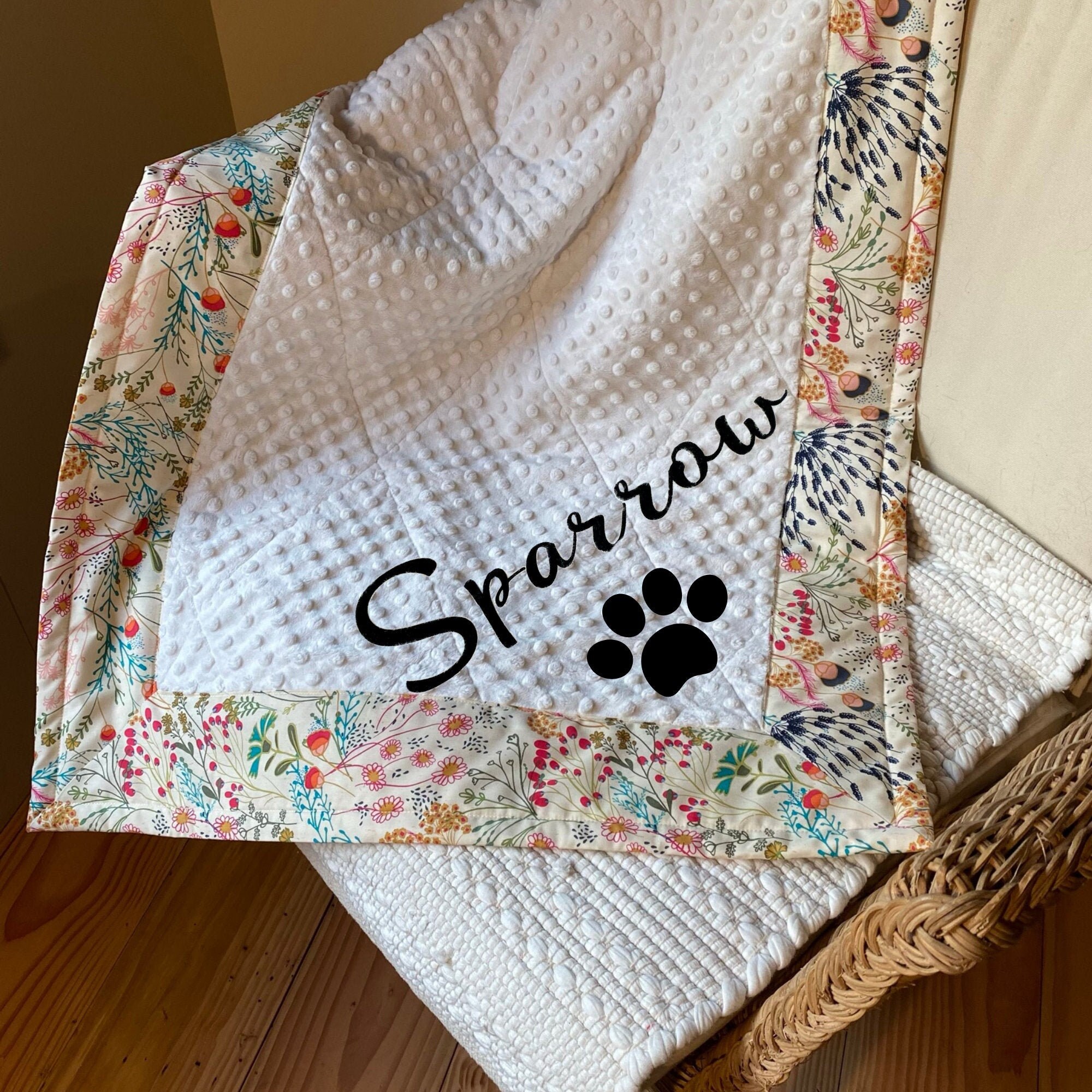 Dog blanket quilted floral cotton and minky personalized Etsy