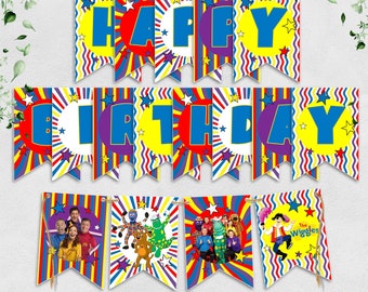 Superhelden Geburtstags-Banner – 13-teiliges Set, Bunte Kawaii-Figuren, Für Gaming- & Themen-Partys