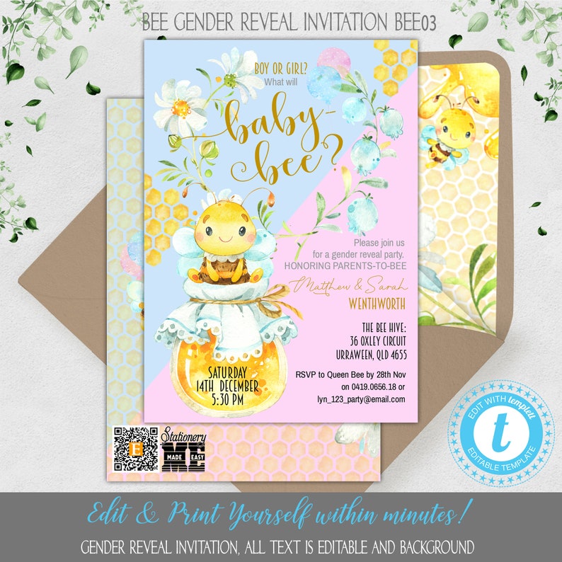 Bridal Shower Invitation Honey Bee Bride to be invite Bumble Etsy