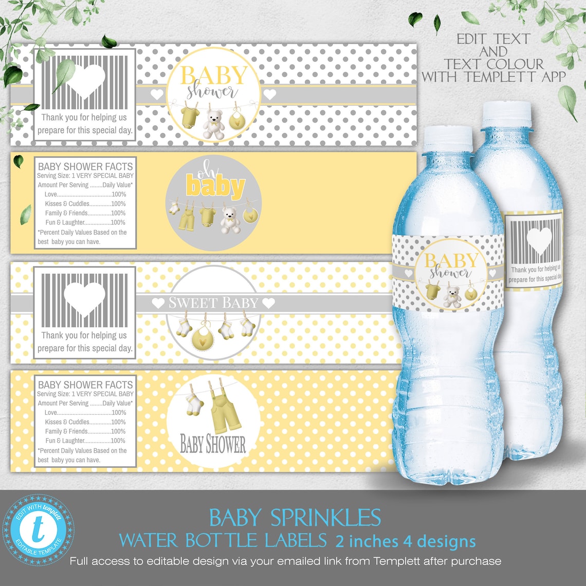Image 6 for Baby Shower Water Bottle Labels Template