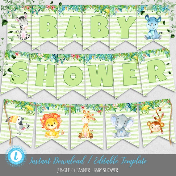 Banner Jungle Theme Editable Template Any Words 7 Safari - Etsy Italia