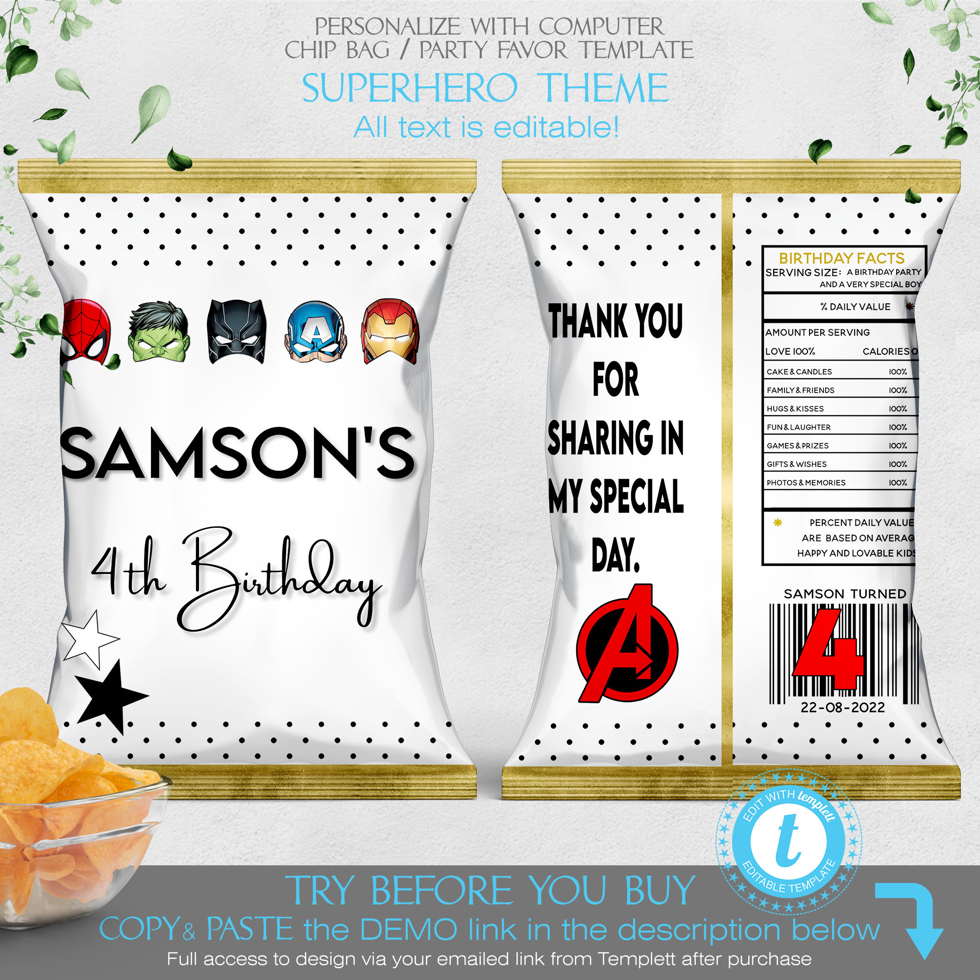 DC Marvel Avengers Editable Food Tents 4 Food Labels or Table - Etsy