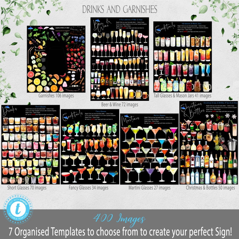 Download Wedding Bar Menu Sign Template Editable Signature Cocktails Template 300 Drink Images Beach Theme Printable Signature Cocktails Sign Home Living Home Decor Delage Com Br