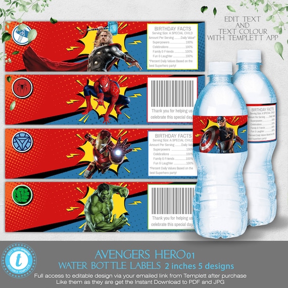 Hulk Water Bottle Labels 