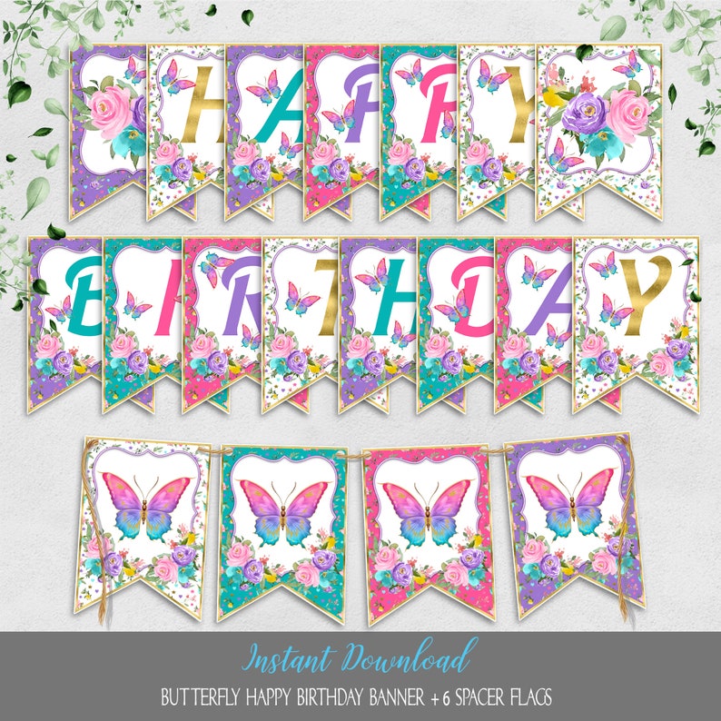 Butterfly Kisses Birthday Wishes Invitation, Girl Party Invite, Pretty Pastel Floral Rainbow Butterfly, Pink Glitter Editable Corjl image 6
