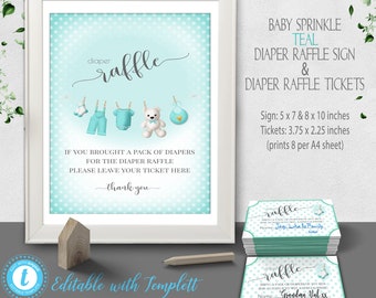 Diaper Raffle Ticket Printable, Raffle Insert, Diaper Raffle Sign, Diaper Raffle Game, Gender Neutral Baby Shower Raffle Cards BS004