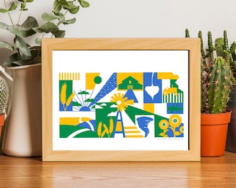 State of Kansas Art Print | Sunflower State