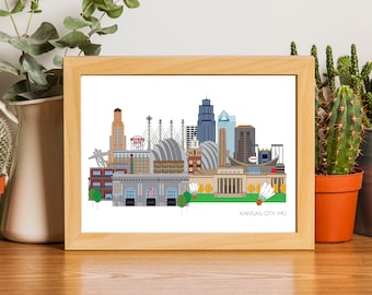 Kansas City  Missouri Landmarks Skyline Art Print