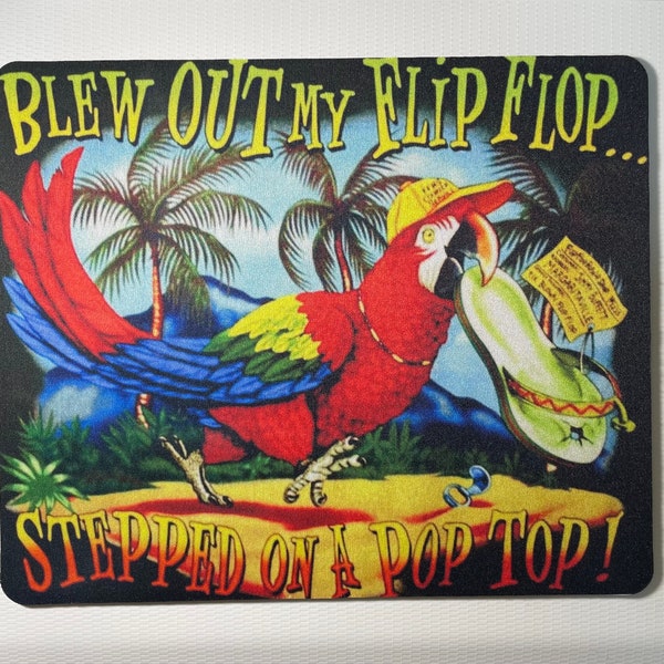 Parrothead TROPICAL Jimmy Buffett Custom Sublimated Mouse Pad- Photo, Sporting  Personalized Parrot head