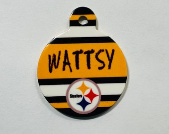 Customized cat/dog pet identification ID Heart OR Round tag Choice of 13 designs or custom design + S clasp fastener Free Ship & No Tariff