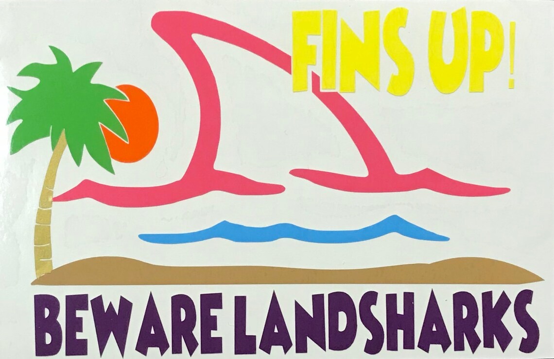 Tropical Jimmy Buffett Themed Window Car Decal/sticker Fins Etsy Canada