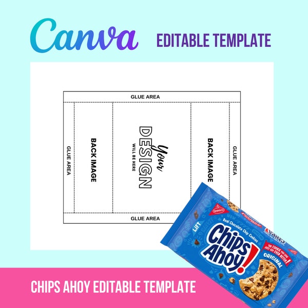 Party favor template Chips Ahoy Template | Editable | Canva | DIY | Printable | Digital Template