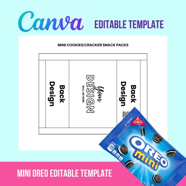 Party favor template Mini Oreo Cookies Wrapper Template | Editable | Canva | DIY | Printable | Digital Template