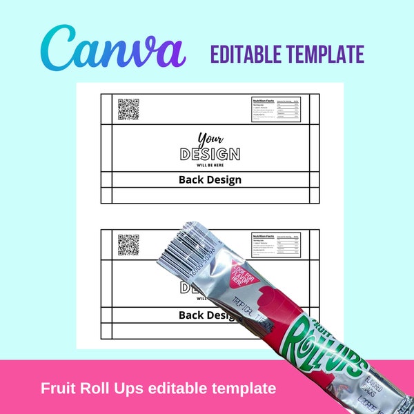 Party favor template Fruit Roll Ups individual pact Template | Editable | Canva | DIY | Printable | Digital Template