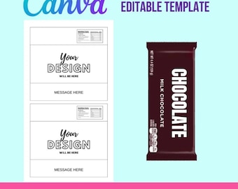 Editable Chocolate Wrapper Template: Canva DIY Party Favor (Digital Template)