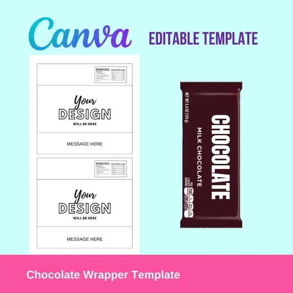 Editable Chocolate Wrapper Template: Canva DIY Party Favor (Digital Template)