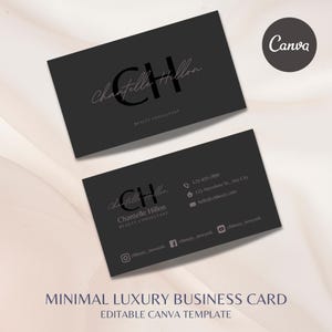 de Carte de visite de luxe minimaliste | Design élégant et moderne pour les professionnels de la beauté (fr) | Modèle modifiable | Modèle de toile | Imprimable