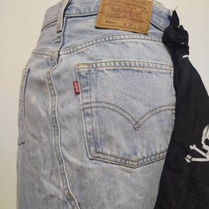 Vintage Levis 501 Jeans USA Beautiful Custom into Skirt Repurpose Redone Lightwash Faded Clean Buttonfly waist 28 inch Rigid