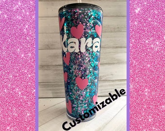 Suspended Glitter Snowglobe 24 oz Acrylic Tumbler| Customizable