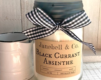 Black Currant Absinthe Soy Blend Wood Wick 10 oz Candle | Highly Fragranced