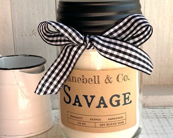 Savage Soy Blend Wood Wick 10 oz Candle | Highly Fragranced