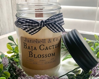 Baja Cactus Blossom Type Soy Blend Wood Wick 10 oz Candle | Highly Fragranced