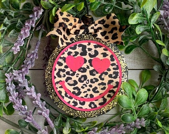Round Smiley Heart Leopard Aroma Car Air Freshie Freshener Aromie