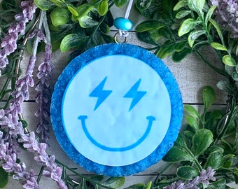 Smiley Face Lightening Bolt Round Aroma Car Air Freshie Freshener Aromie