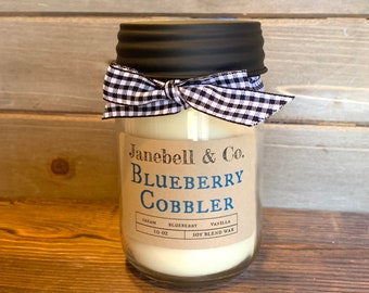 Blueberry Cobbler Soy Blend Wood Wick 10 oz Candle | Highly Fragranced