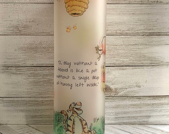 Pooh Bear Tumbler on Frosted Glass| 20 oz | Sublimation|