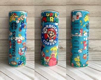 Super Mario Tumbler 20 oz or 25 oz | Starbucks cup | Sublimation tumbler