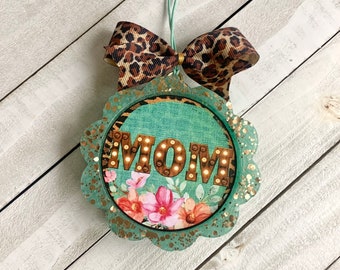 Mom Round Leopard Aroma Car Air Freshie Freshener Aromie | Scalloped Freshie