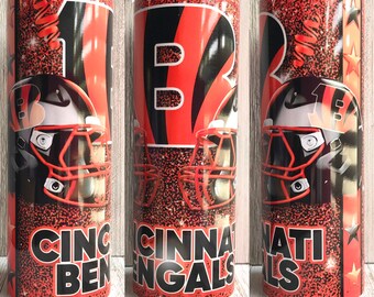 Cincinnati Bengals Custom Tumbler 20 oz, 25 oz, or 30 oz | Sublimation | Customizable | Football