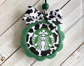 Starbucks Freshie Cow Print Aroma Car Air Freshener Aromie | Scalloped Flower Freshie