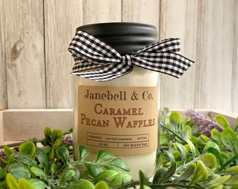 Caramel Pecan Waffles Wood Wick Seasonal Soy Blend Wax 10 oz Candle | Rustic