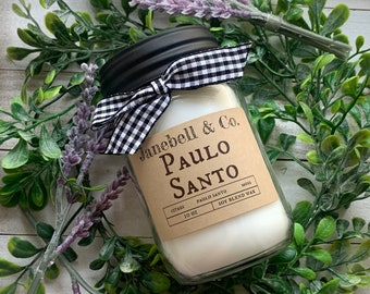 Palo Santo Soy Blend Wood Wick 10 oz Candle | Highly Fragranced