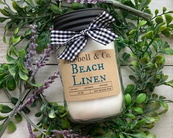 Beach Linen Soy Blend Wood Wick 10 oz Candle | Highly Fragranced