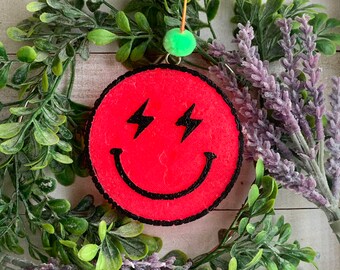 Smiley Face Lightening Bolt Aroma Car Air Freshie Freshener Aromie