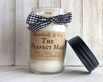 Wood Wick Candle The Perfect Man Soy Blend 10 oz Candle | Highly Fragranced