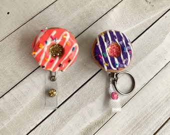 Sprinkled Donut Badge Reel Heavy duty badge reel | Resin Doughnut