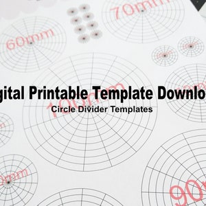 Circle Divider Templates, Circular Graph, 10mm to 100mm, A4 Printable Digital Download