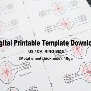 Oval Ring Blank Templates, Oval Section, Metal Stamping and Saw Piercing Template, 18ga, US ring size, A4 Printable Digital Download