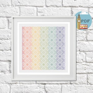 Blackwork Cross Stitch Pattern - Heart blackwork embroidery kit, rainbow blackwork for gay pride