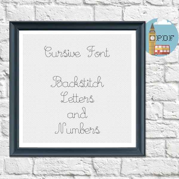 Calligraphy Font Cross Stitch Pattern, Italics Cross Stitch Alphabet, Hand lettering cross stitch letters, cursive backstitch typography