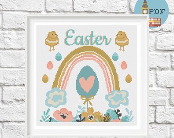 Easter Cross Stitch Pattern - Scandi Chicks