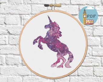 Space Unicorn Cross Stitch Pattern - Galaxy Unicorn Cross Stitch - Starry Unicorn digital cross stitch pdf - unicorn gift