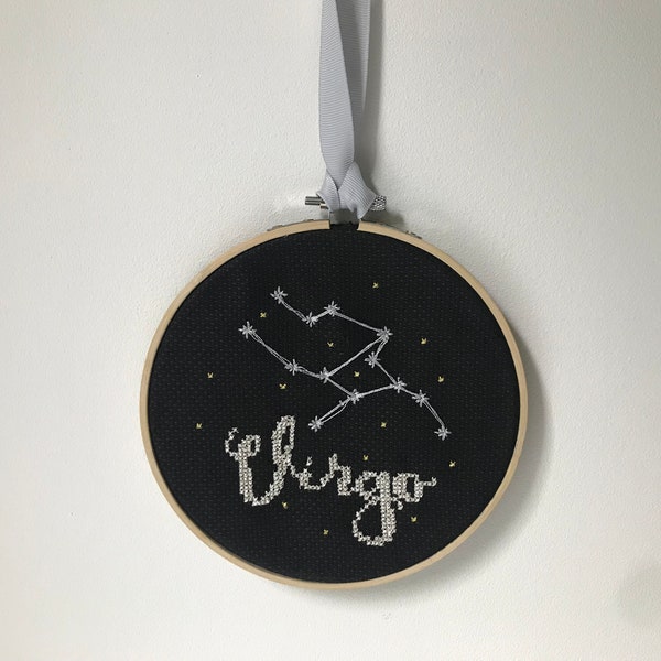Virgo Cross Stitch Pattern | Star sign constellation cross stitch instant pdf download | Horoscope cross stitch chart